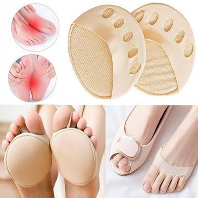 Women‘s Half Sock Sponge Lining Open Toe Heelless Liner Sock Comfort Invisible Forefoot Support Foot Pad Hosiery