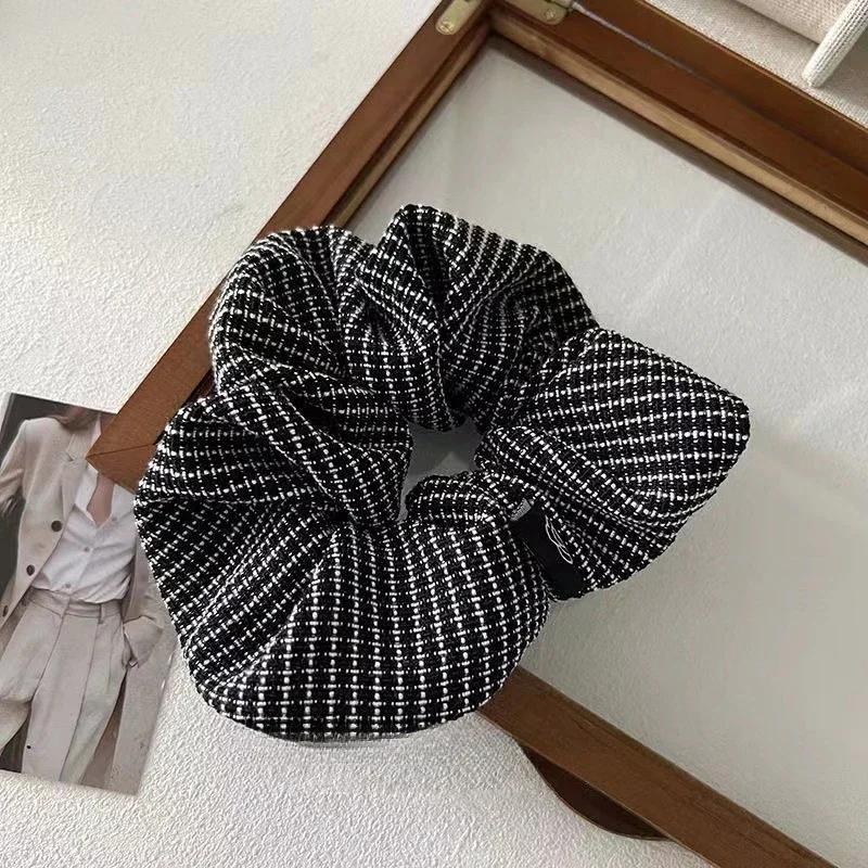 Vintage Plaid Elastic Hair Bands New Fashion Scrunchie Women's Elegant Hair Ties Designer Ponytail Holder Girls Hair Accessories