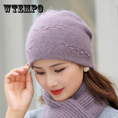 Middle-aged and Elderly Hats Women's Autumn and Winter Thickened Warm Knitted Wool Hats Pearl Mother Berets Headgear