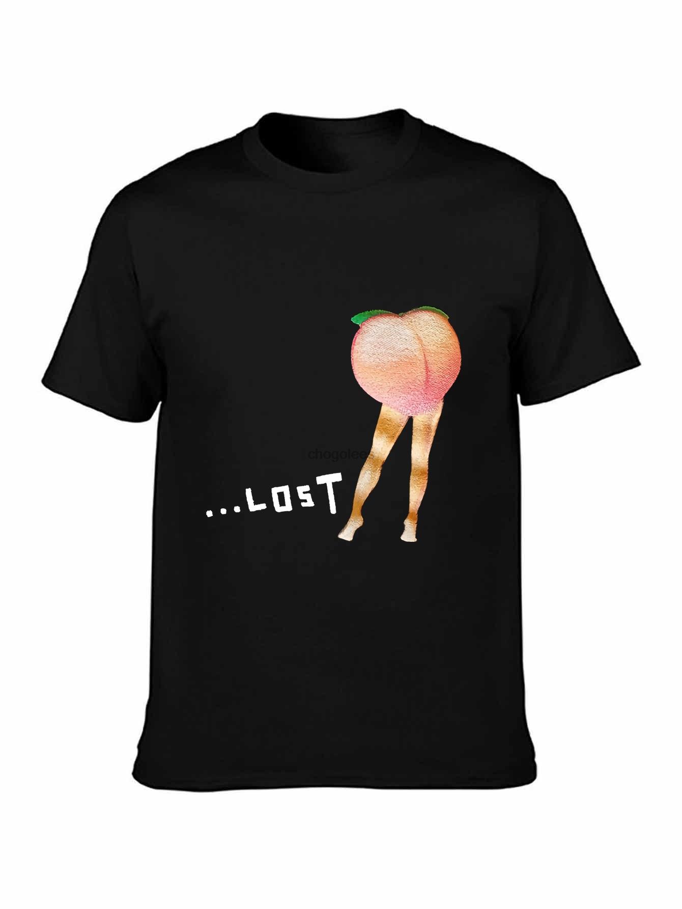 Funny Peach Butt Legs Lost Graphic Print T-shirt L
