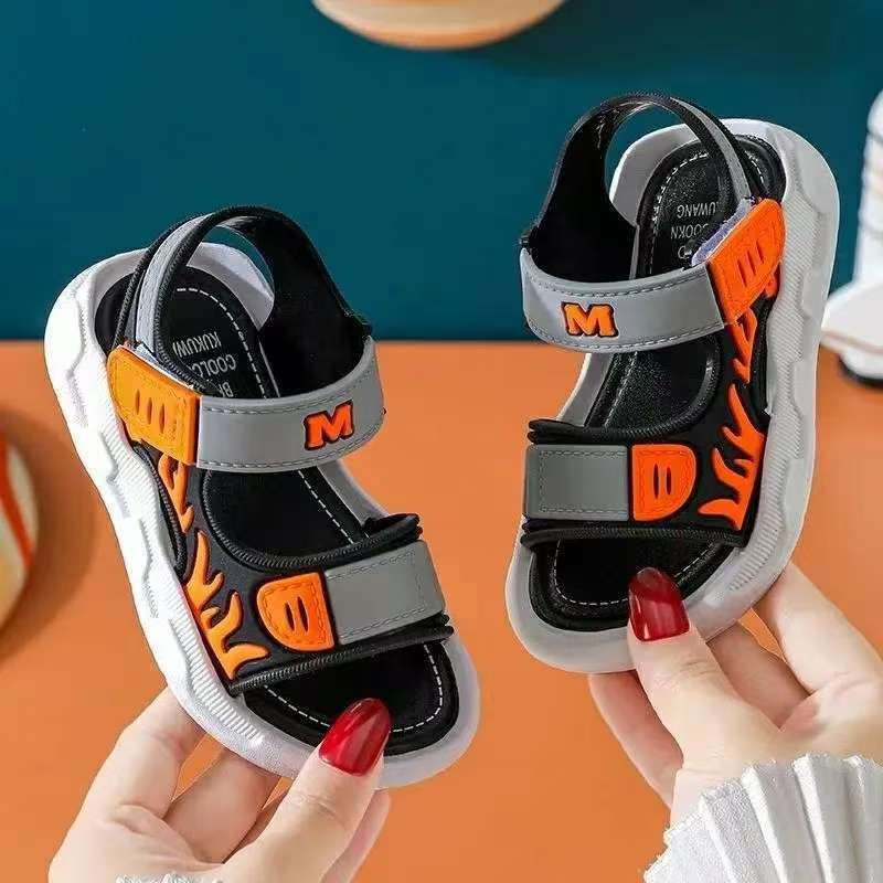 

Summer Korean Style Kids Sandals Non-slip Soft Sole Adjustable Hook Loop Beach Shoes For Boys Girls 24