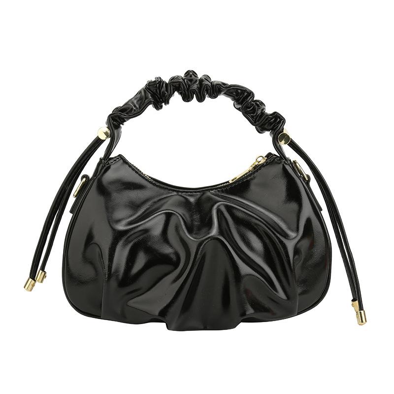 Popular retro Maillard pleated oil wax leather portable cloud bag niche fashion versatile messenger women's bag