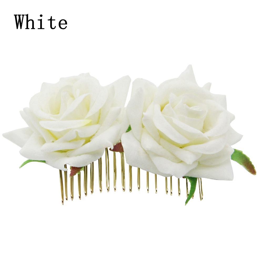 Ladies Elegant Bridal Flower Hair Comb Wedding Accessories Red Rose Hairpin Bridesmaid Hair Jewelry