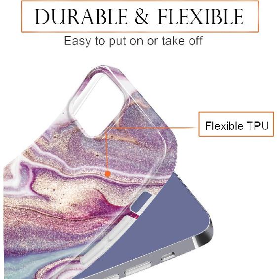 luolnh Compatible with iPhone 13 Case Marble Design Shockproof Slim Soft Silicone Bumper Cover Phone Case for iPhone 13 6.1 Inch(Abstract Purple
