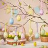24Pcs Multicolor Easter Egg Ornaments DIY Craft Handmade Hanging Ornaments Festive Cute Easter Party Decorations Spring Table