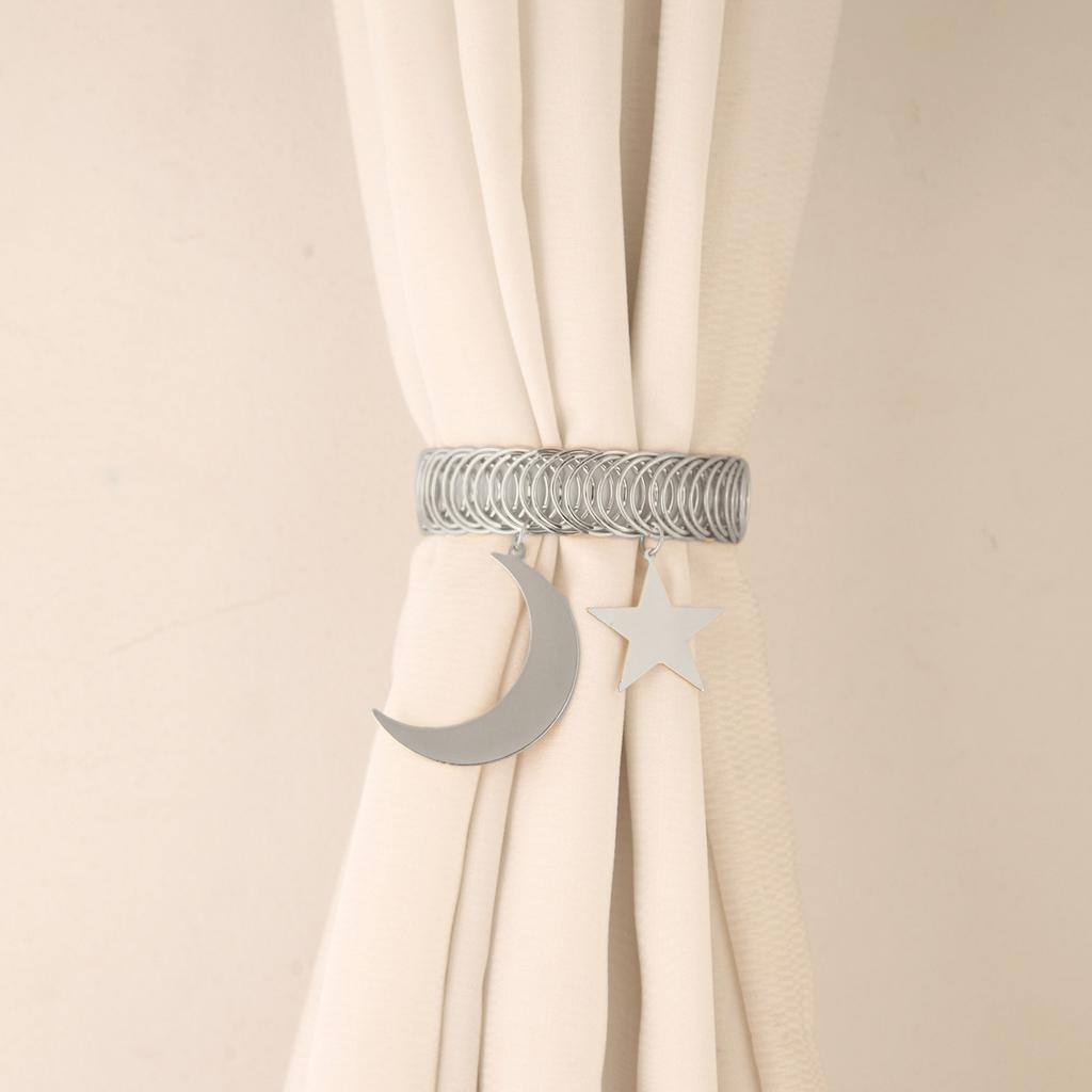 1Pc Simple Curtain Buckle Star Moon Spring Ring Curtain Strap Perforated Curtain Buckle
