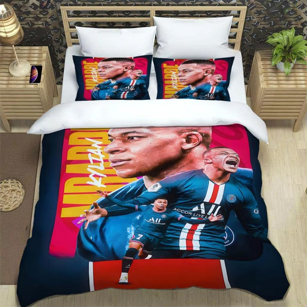 3D-Druck K-Kylian Mbappé Bettwäsche-Sets Fan-GeschenkMode Fußball M-Mbappe Bettbezug Steppdecke Bett Jugend Kinder Mädchen Jungen Geburtstag