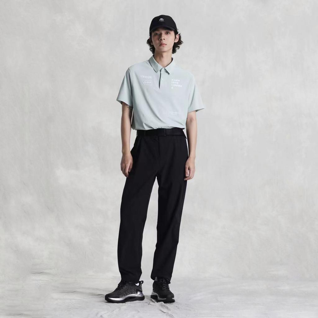 Kappa Gara Series Color Block Cool And Breathable Skin-Friendly Short Sleeve Polo Shirt Men Tops Gravel-Green K0E32PD43-3125
