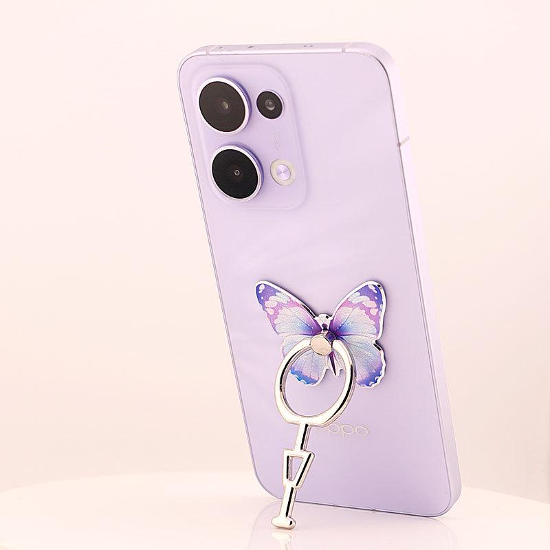 Butterfly Ring Holder: Full Metal Vertical Phone Stand, Cartoon Design for Women.