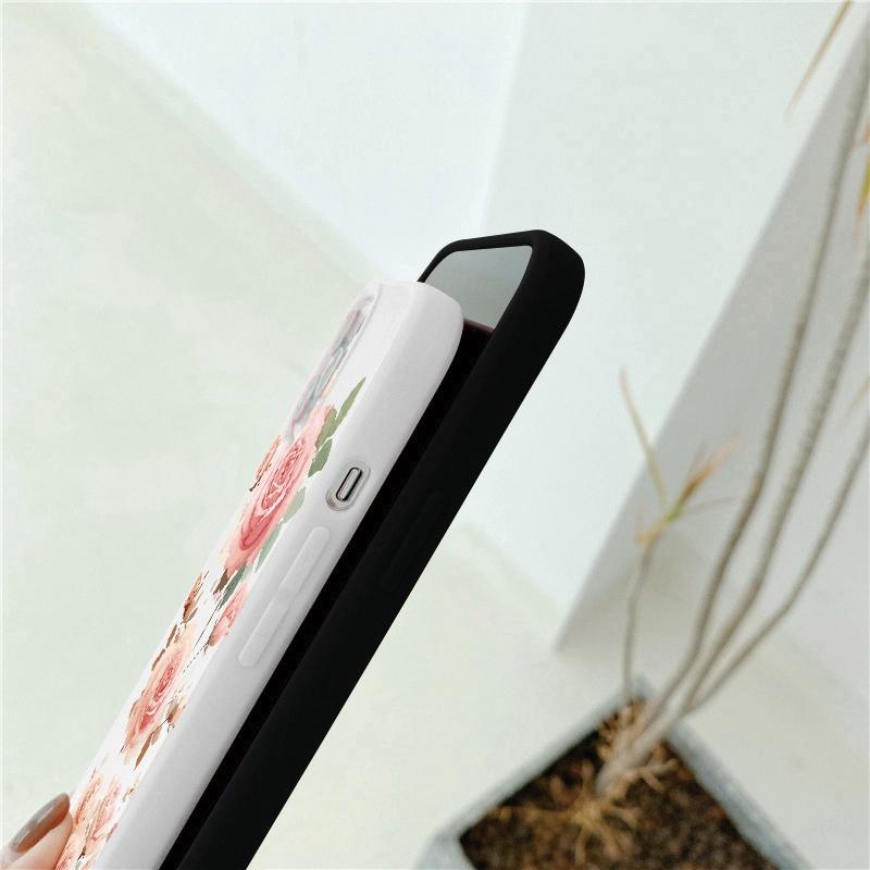 Luxury Flower Soft Silicone Case For Xiaomi Redmi Note 13 Pro 14C Samsung A55 M35 S24 FE iPhone Huawei Honor Realme Camera Protective Shockproof Cover