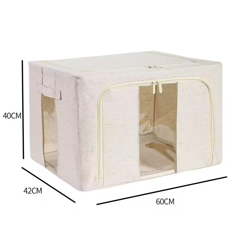 Tianshan Large Foldable Cotton & Linen Steel Frame Storage Box 100L [60*42*40 cm]