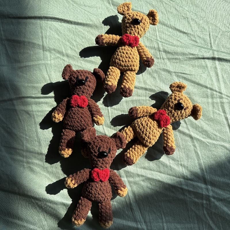 Brown Handmade Crochet Bear Keychain - Cute Amigurumi Animal Bag Charm, Kids Backpack Accessories, Rustic Woodland Gift Decor