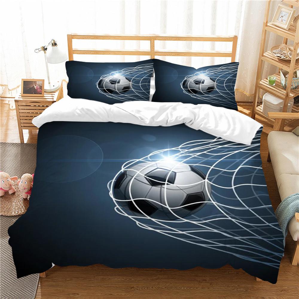 Garnitur Poszewek na Pościel z Nadrukiem 3D Piłki Nożnej Domowa Pościel Queen King Size Chłopiec Mężczyzna Nastolatek Dzieci Luksusowy Zestaw Poszewek na Kołdrę
