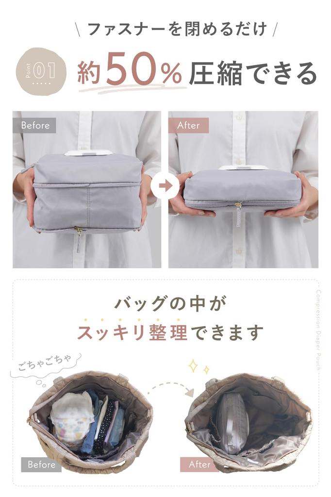 Lätt komprimerbar blöjpåse med stor kapacitet och våtservetter Kompakt för Blöja Blöja Blöja Baby Baby Ljusgrå Inbyggd förvaring, Baby, Fodral,