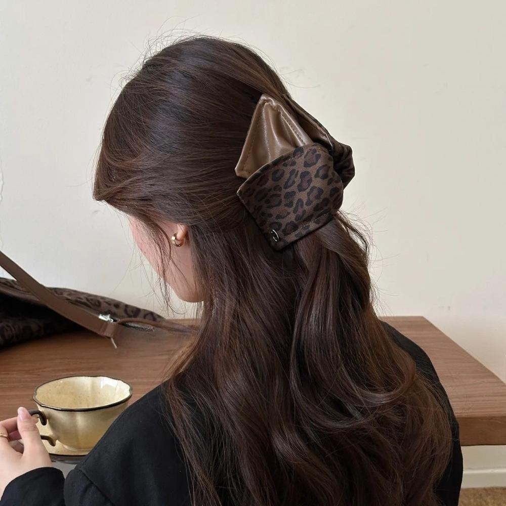 Volume Shark Clip Back Head Hairpin Retro Korean New High-end Hair Leopard Print Triangle Grab Clip Women's