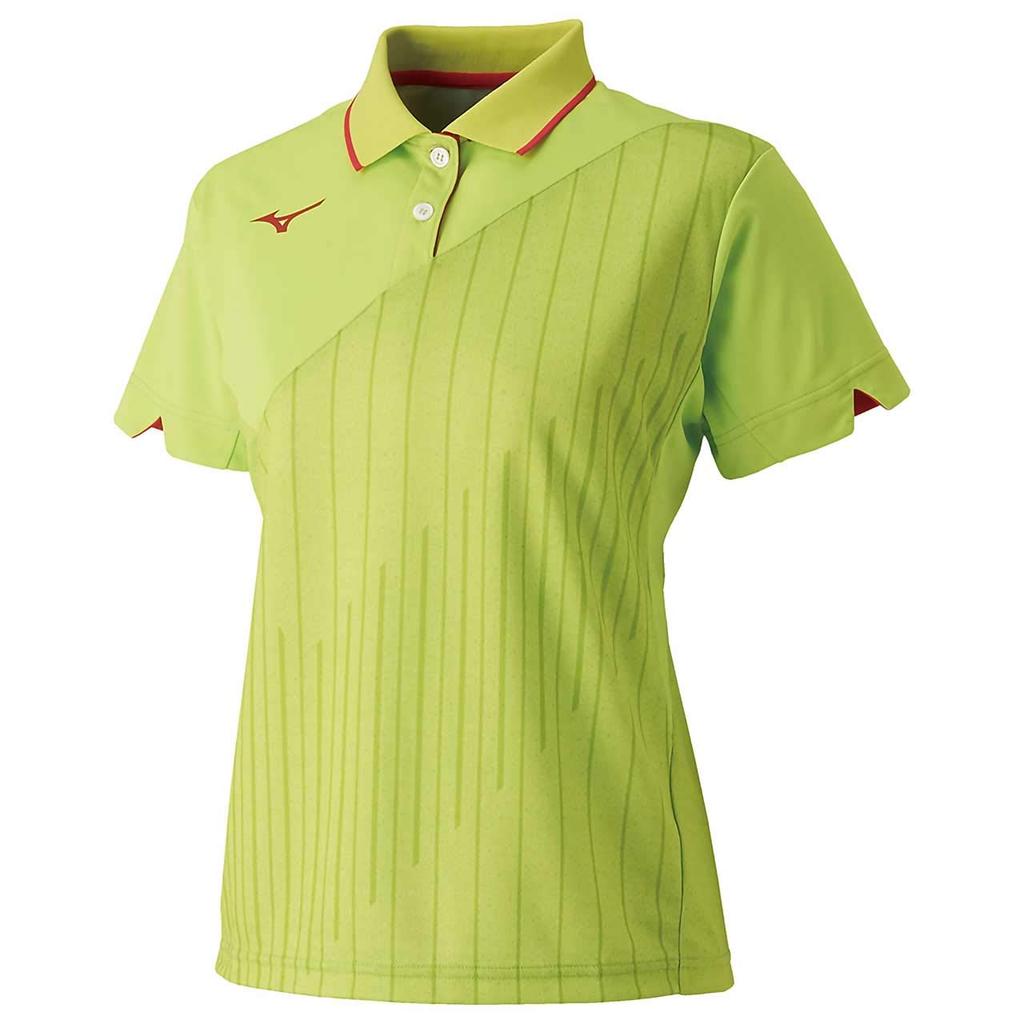 Mizuno Short Sleeve Tennis Game Standard Dynamotion for Soft Tennis and Lime Size Japan Size L To Japanese Size Women's Shirt, Fit, Moisture-Wicking,