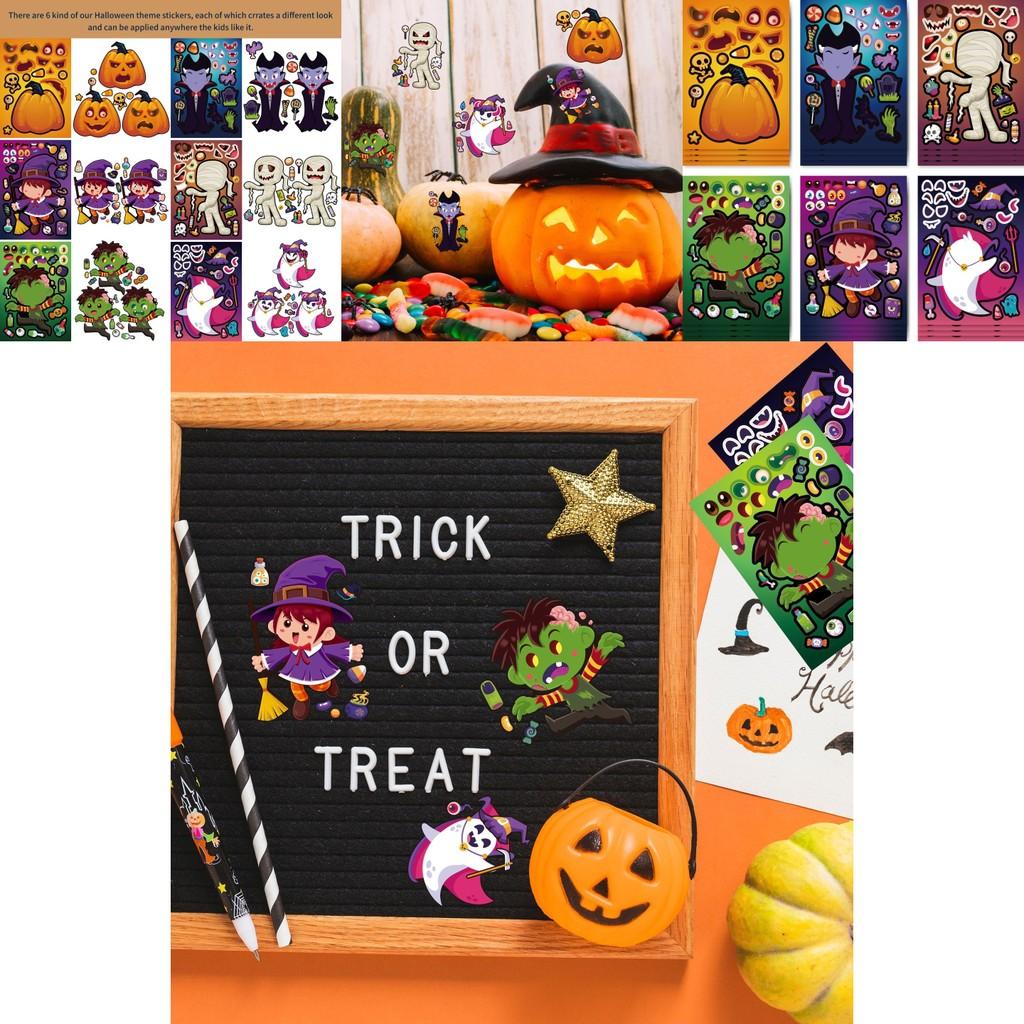 Classic Cartoon Halloween Vampire Mummy Ghost Kids Stickers Pack Of Twelve Colorful Designs