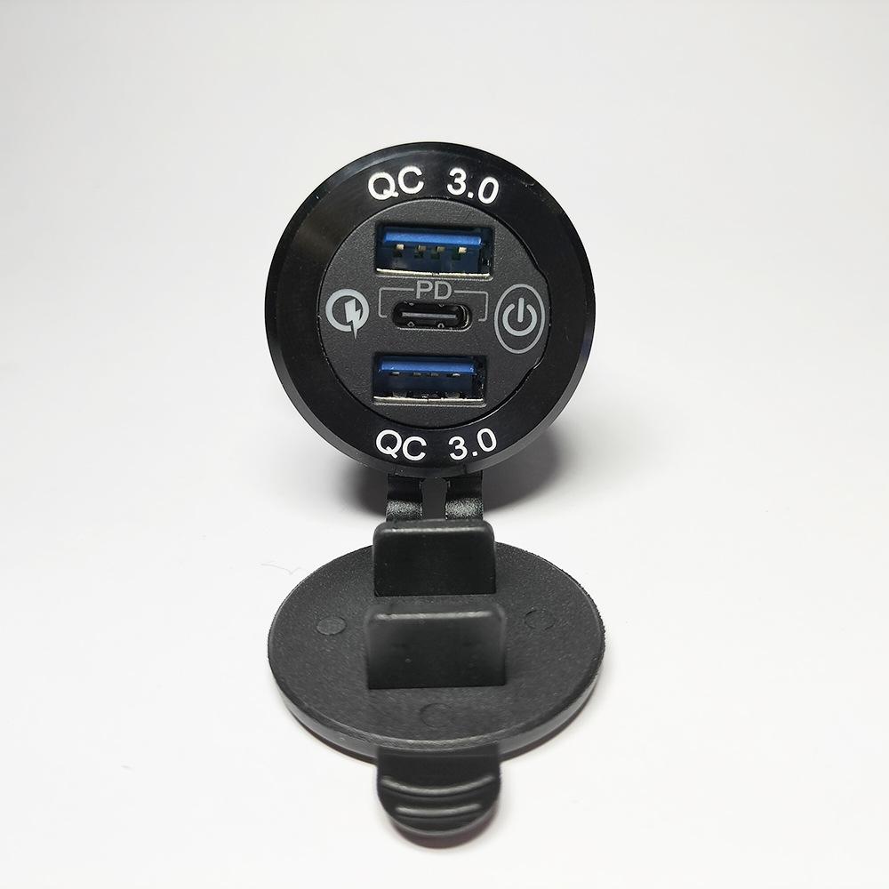 12V-24V 60W Trojitá USB Zásuvka do Autozapalovače PD3.0 & Dvojitá QC3.0 s Dotykovým Spínačem Rychlonabíjecí Adaptér Autobus Přívěs Lodě