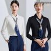 Women's Black Professional Shirt with Hidden Placket - Spring/Autumn Style