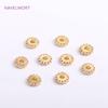 14K Gold Plated Hollow Spacer Beads Brass Metal Inlaid Zircon Jewelry Making Beads High Quality Round Beads Wholesale