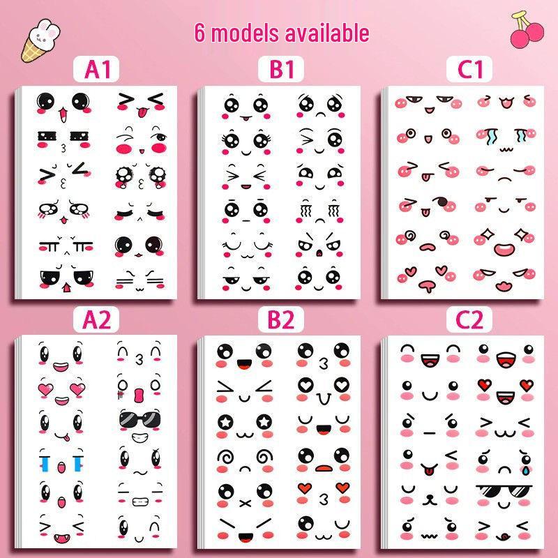 

Cute DIY Expression Sticker Set for Kids: Car, Memo, Notebook Set A1 includes eyes, mouth & accessories