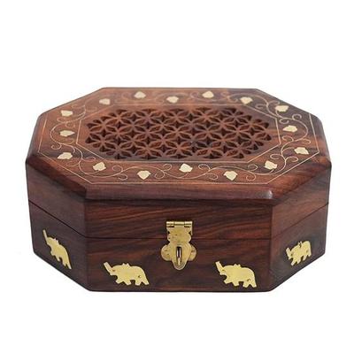 Boîte à bijoux de rangement en bois de 15,24 cm, organisateur de bijoux en bois