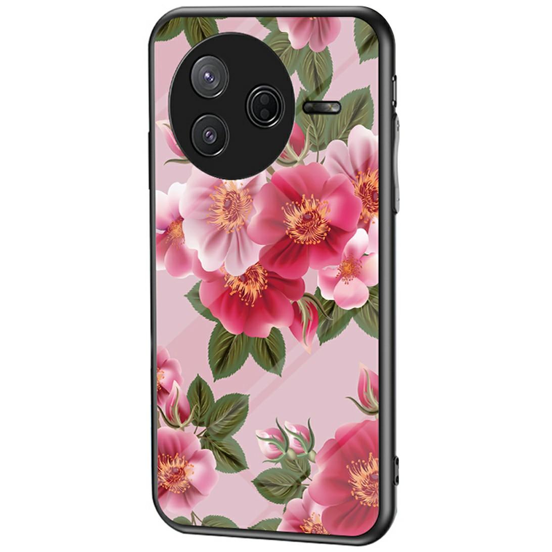 

For Xiaomi Poco F7 Pro 5G/Redmi K80 5G Case Floral Pattern TPU+Tempered Glass Protective Phone Cover Glamorous Peony