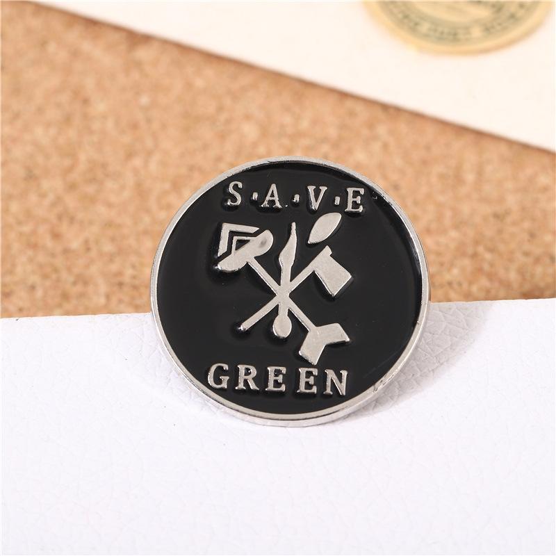 Creative English Geometric Axe and Arrow Metal Black Brooch, Backpack Clothing Decorative Alloy Badge Accessories