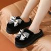 Bow cotton slippers winter indoor home thick bottom warm cute plush household cotton mop