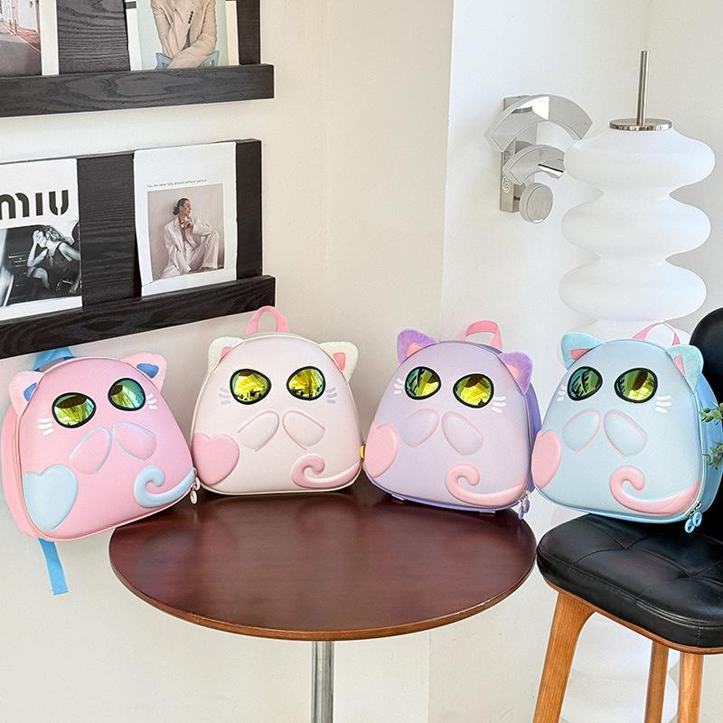 School BagsBaby Small  Cute Wearing Sunglasses Kitten Backpack New Eggshell Children's Backpack Tide