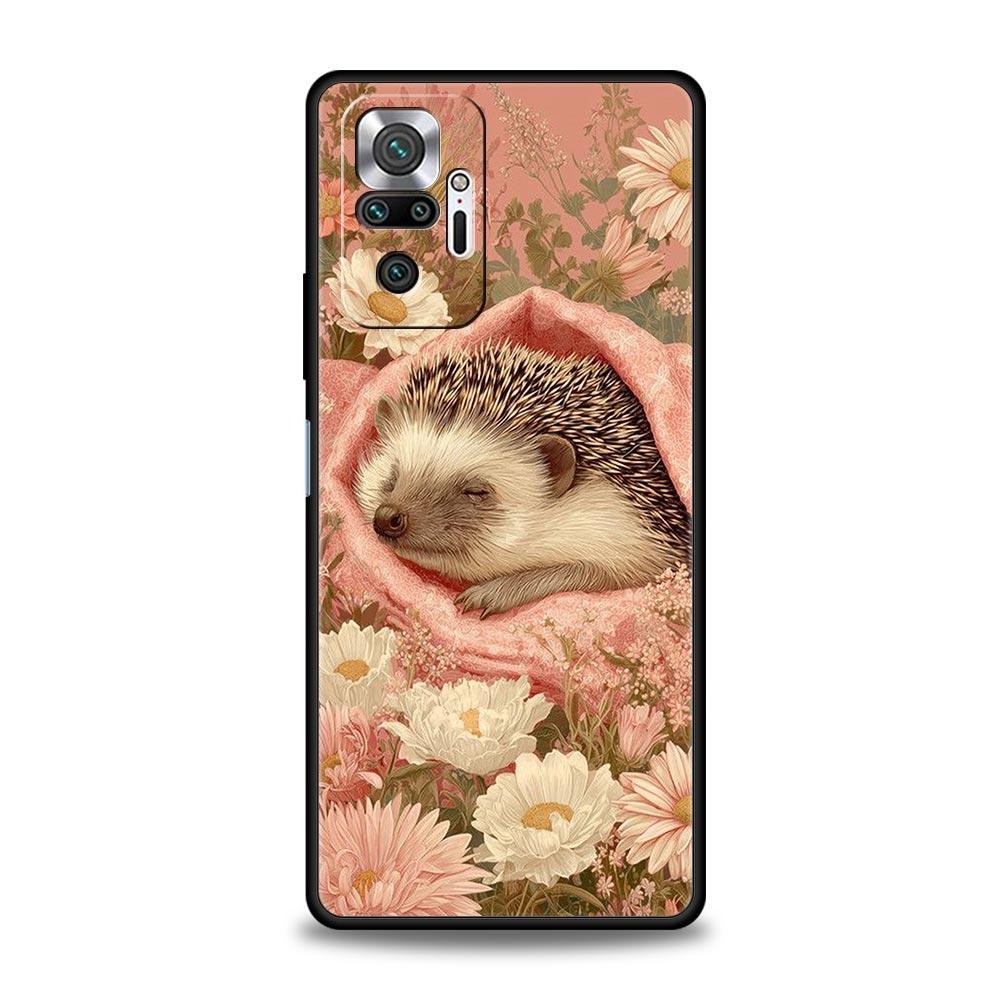 Autumn Cute Hedgehog Design Phone Case For Xiaomi Redmi Note 14 13 5G 10 11 12 Pro Plus 4G 14C 13C 12C 10C Black Cover