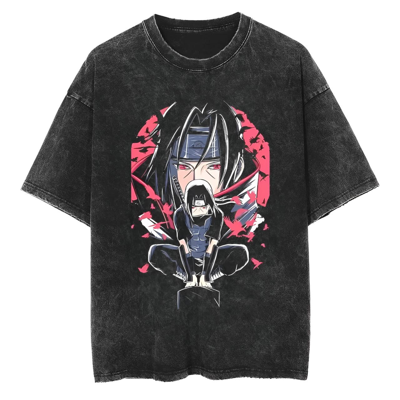 

Itachi Uchiha T Shirt Naruto Men Acid Wash Anbu Crow Anime Graphic Cotton Streetwear Manga Mangekyo Sharingan Vintage Tee M