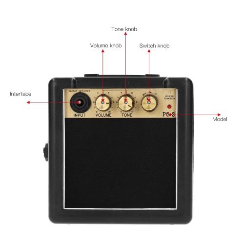 Voluxe PG3 Portable Mini Guitar Amplifier, Digital Guitar and Bass Amplifier, Professional Guitar Amplifier for Electric Guitar and Bass
