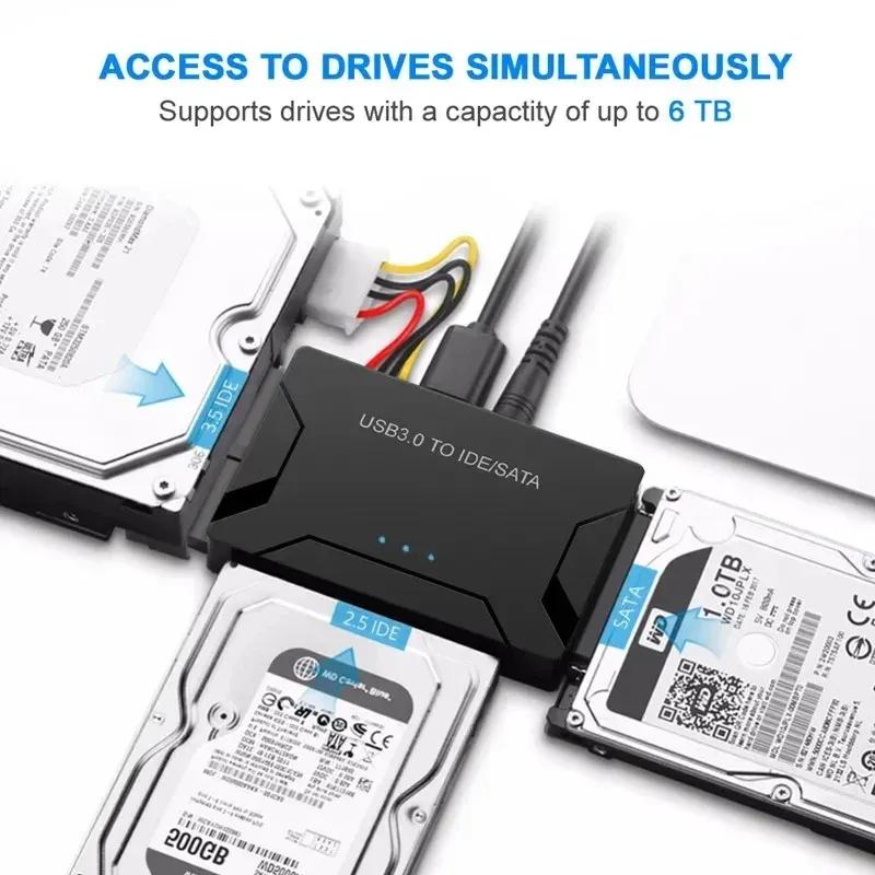 USB 3.0 To SATA IDE Hard Disk Adapter Converter Cable 3 In 1 IDE SATA Adapter for 3.5 2.5 Inch HDD/SSD CD DVD ROM