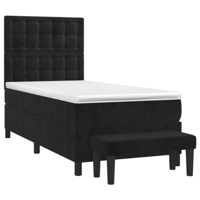 VidaXL Lit à sommier tapissier avec matelas Noir 90x190 cm Velours - Modèle 3138057