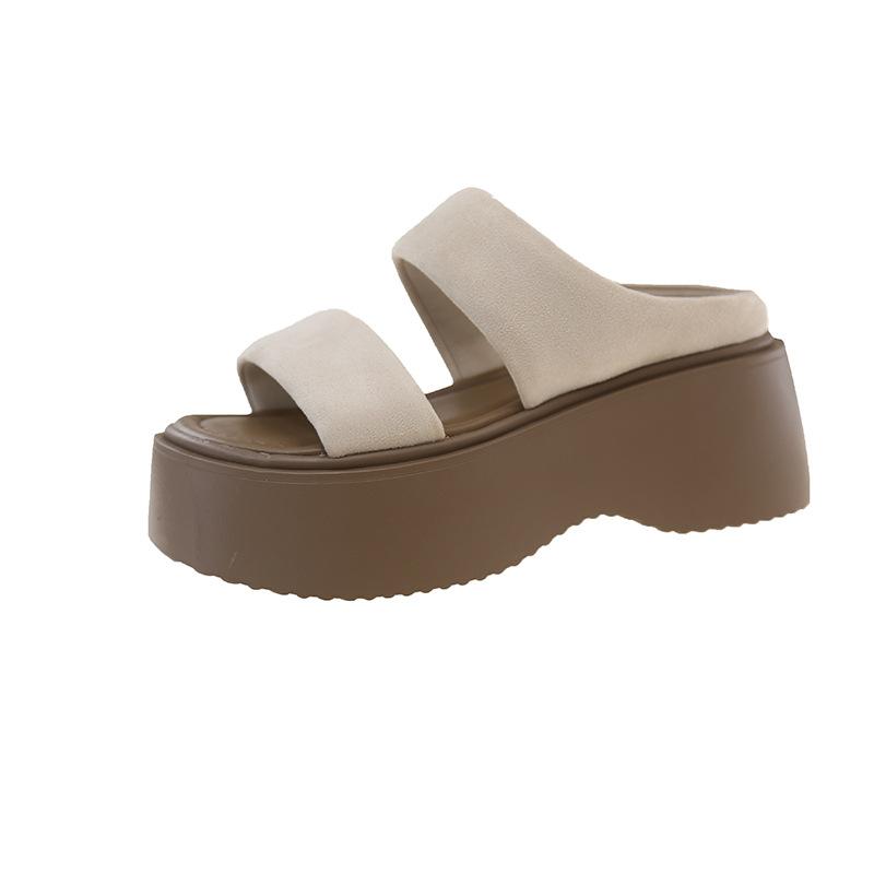 

Niche design one-word slippers tide 2025 summer breathable and comfortable open-toed versatile casual muffin bottom outer slippers tide 35