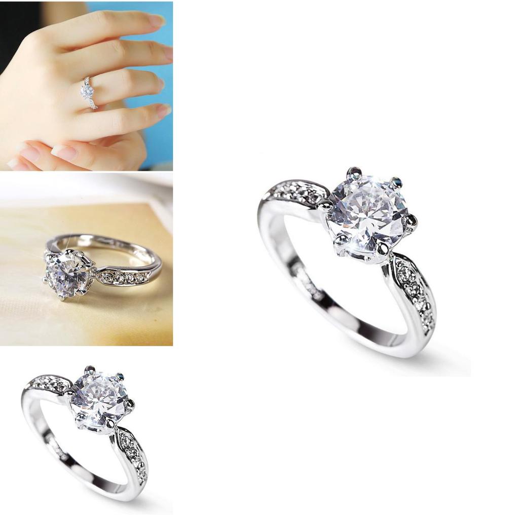 Elegant Womens Geometric White Copper Ring With Faux Diamond For Weddings And Engagements