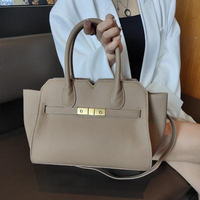 New First-layer Cowhide Handbag, High-end Platinum Bag, Large-capacity Commuter Bag, Messenger Women's Bag