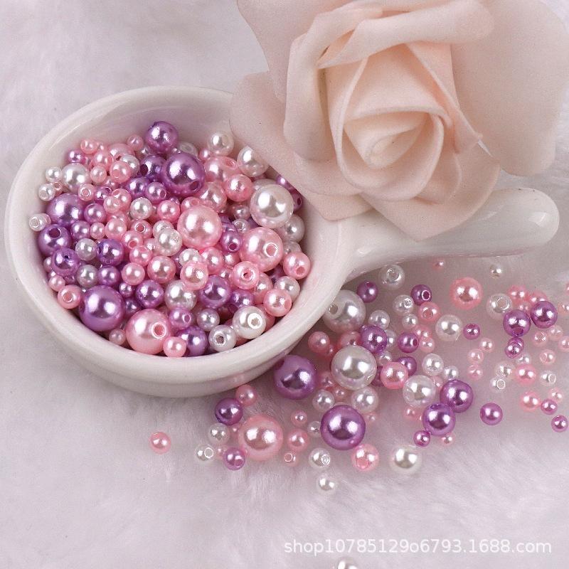 150–200 Stück bunte ABS-Imitationsperlen, Mix 3–8 mm runde Perlen mit Löchern, DIY-Armband, Charms, Halskette, Perlen für die Schmuckherstellung