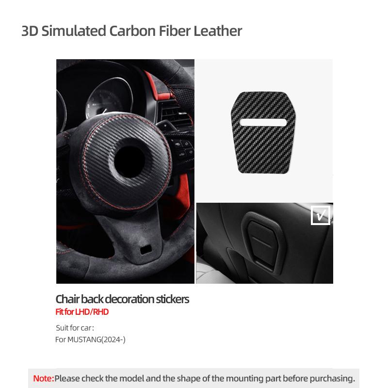 Make of Alcantara Betterhumz For Ford Mustang GT 2024 2025 Car Seat Chair Back Tuning Decor Trim Stickers Interior Accessories Carbon Leather
