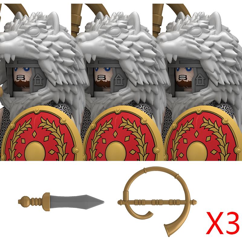 Middle Roman Series Building Blocks Castle Medieval Military Knight Soldier Figures Legion Army Warrior Shield Bricks Toys Gifts