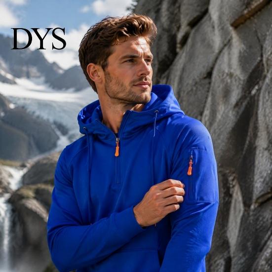 Versatile Active Top for Cycling Men's Quarter Zip Up Hoodies, Long Sleeve Hooded Sweatshirt, Warm Sweatshirt School Daily Wear Casual Fall