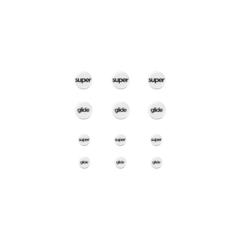 Superglide2 (Type-C) Mouse Feet, Universal Dot 6mm + 9mm (12pcs) [Tempered Glass Material, Rounded Edges, High Durability, Low Friction, Super Smooth]