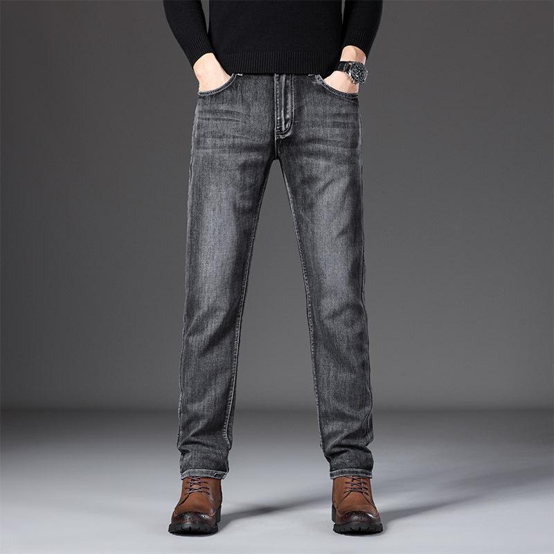 Herfst Nieuwe Collectie Heren Stretch Slim-Fit Rechte Broek Trendy Casual Grijze Broek Veelzijdige Stijl