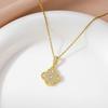 Titanium Steel Full Diamond Flower Necklace Female, Light Luxury Simple Versatile Zircon Pendant Collarbone Chain Jewelry