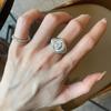 Anello Ottagonale Scudo Stile Retro Lusso Leggero Francese Diamante Italiano Lavorazione Spazzolata Stile di Corte Nicchia Anello da Donna