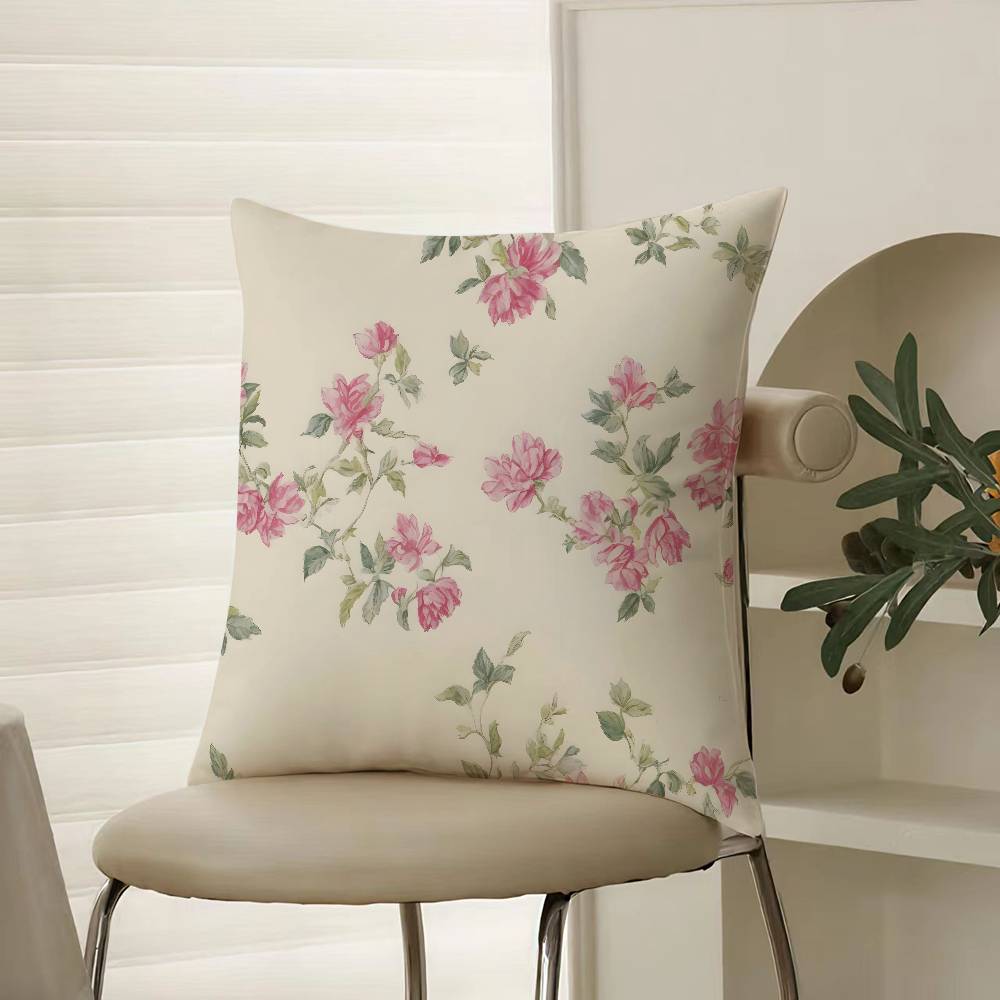 Frische Blumen und frischer Familienstil Kissenbezug Komfort Sofabett Seidig elegant Unsichtbarer Reißverschluss Dekorative Kissenhülle