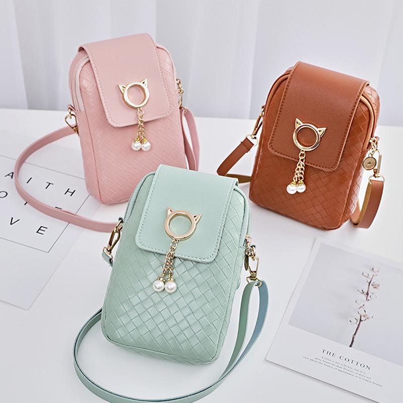 Frühling Sommer Mini Cross-Body Handy Umhängetasche Gewebt Perlenquaste Abdeckung-Stil Damen Tasche Schulter Diagonaltasche