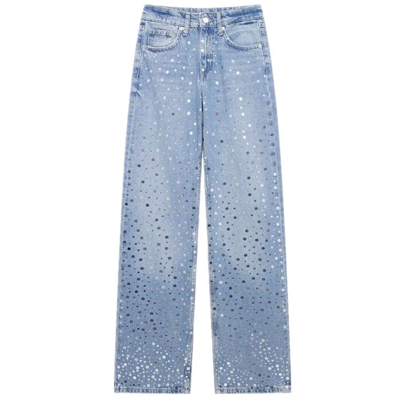 Fashion Style 2024 Autumn New Women's Clothing Slim Looking Commute Leisure Easiest for Match Wide Leg Denim Pants 6688216