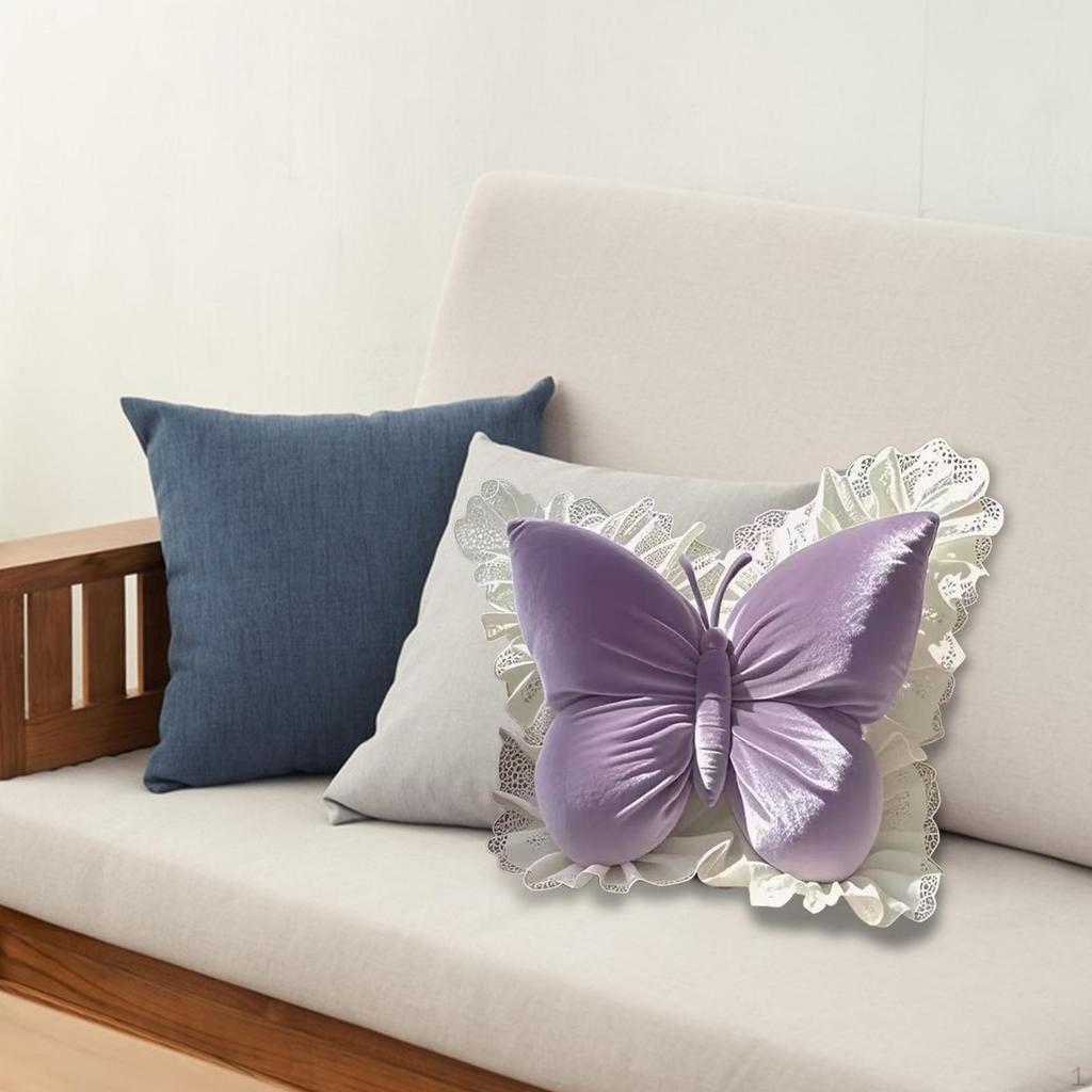 Butterfly Decorative Pillow Back Cushion Ornament, 19.69''x15.75'' Waist Support Sofa Throw